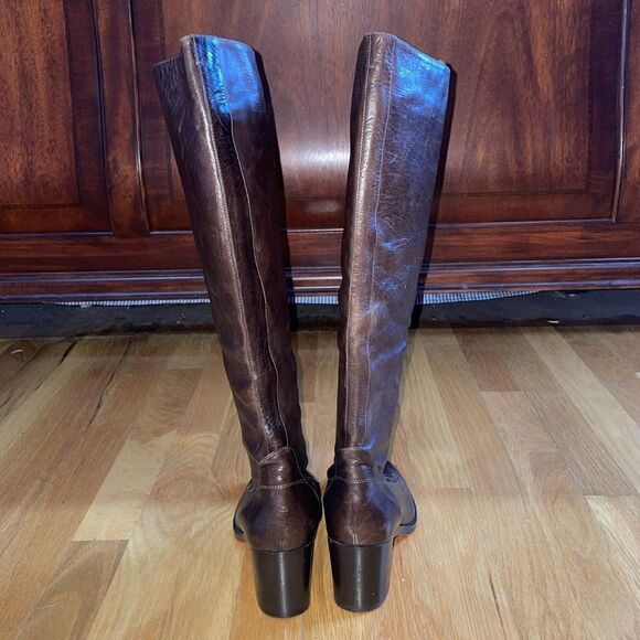 Reed Krakoff Tall Dark Brown Leather Women’s Sz 7/EU 37 Front Zip Knee High Boot - Picture 4 of 11